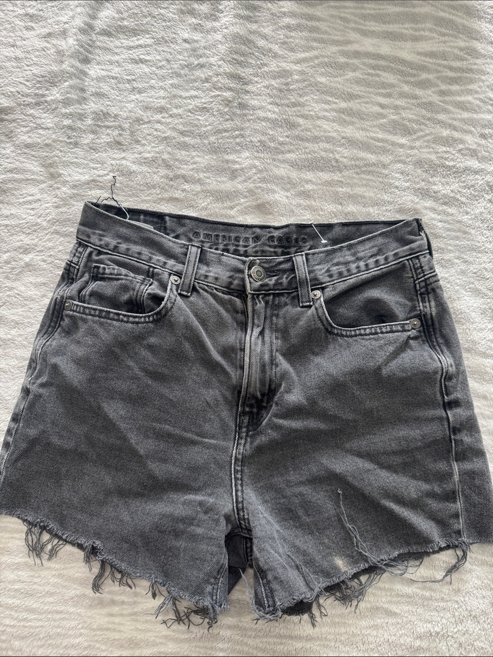 American Eagle Black Washed Denim Cutoff Shorts